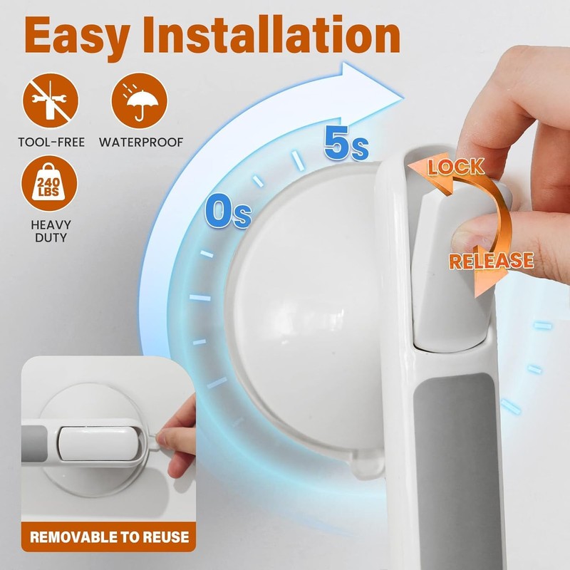 Grab Rail with Suction Cup, Pack of 2 Shower without