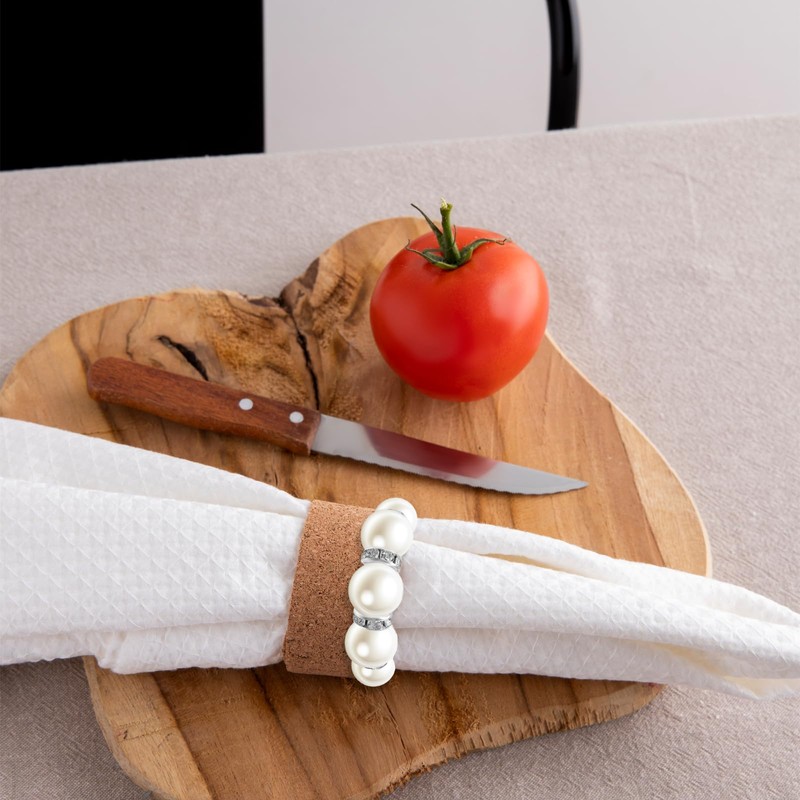 TEAONE Pearl Napkin Rings, 10 PCS Wedding Napkin Holders for