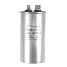 sourcing map Working Capacitor Round CBB65 35uF 35mfd 450V AC 40/85/21 Aluminium Housing with Connection for Air Conditioning Compressor Motor