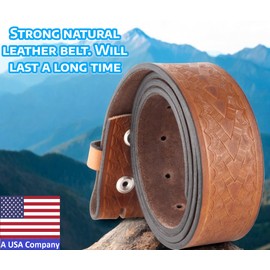 F&L CLASSIC Western Belt without buckle for men – Full Grain Leather Cowboy Belts for jeans - One Piece Leather strap belt, USA,2022-05, size 42