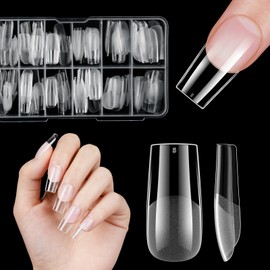 Venares Nail Tips for Gel Nails, 120 Pieces, Acrylic Artificial Nails, 12 Sizes, Square Nail Tips, Full Cover Nail Tips for Gel Nails, False Nails for Gluing, Soft Gel Press On Nail Tips, Square,