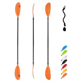 OCEANBROAD Kayak Paddle 90.5in/230cm Alloy Shaft Kayaking Boating Canoeing Oar with Paddle Leash 2 Paddles, Orange