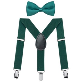 NANXJIUR Boys' Braces Bow Tie Sets, Elastic Y Design with Strong Clips, Children's Bow Tie Sets, Baby Adjustable Braces for Children from 1-8 Years, Green