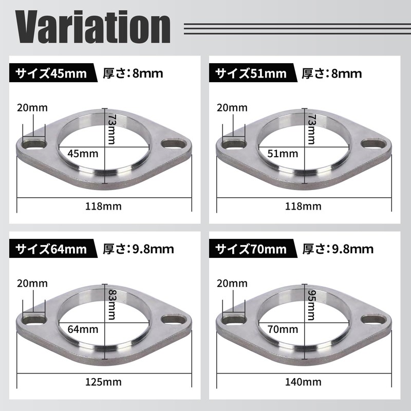 FUKUMIDO Muffler Flange Motorcycle Welding Silencer Bracket Stainless Steel Muffler