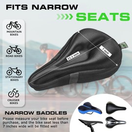 Zacro Bike Seat Cushion Cover - Gel Padded Bike Seat Cover for Men Women Comfort, Extra Soft Exercise Bicycle Seat Compatible with Peloton, Outdoor & Indoor
