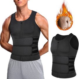 Yinhing Body Shaping Sauna Vest, Men Body Shaping Vest, Breathable Gym Fitness Vest with Double Belt (Black L)