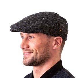 Biddy Murphy Men’s Tweed Cap 100% Irish Wool Tweed Driver's Cap Charcoal Made in Ireland XL