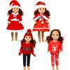 4 Juegos de Ropa de Muñeca de Navidad, Vestido de Navidad, Vestido de Papá Noel, Suéter de Árbol de Navidad con Bufanda Verde, Sombrero, Guantes, Jean para Muñecas de Niña de 18 Pulgadas