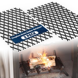 Pearwow 2 Pcs Ember Retainer for Fireplace Grates, Metal Fireplace Grate Ember Retainer Mesh Keep Burning Embers from Falling, Fireplace Accessories 16 x 10 inch for Most Fireplace Grate, Fire Pits
