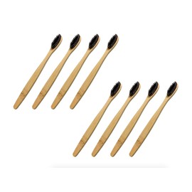 Biodegradable, BPA-Free BAREBU Bamboo Toothbrush - Organic, Eco-Friendly, Pressed Bristles (No Glue) - Supports Health & Environment (8 x PBT Black)