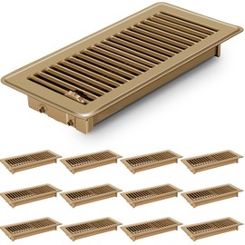 Essenya 12 PCS Floor Register 4x12 Inch, Floor Vent Covers 4x12'', Air Vent Covers for Home Floor Wall Ceiling, Metal Register Vent Cover, Rust Proof Registers, Grilles & Vents (12, Brown, 4x12 Inch)