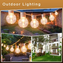 Afirst White Outdoor String Lights 34ft with100 LED Bulbs Waterproof Patio Lights for Garden Backyard Holiday