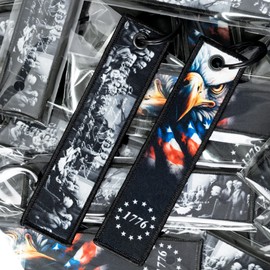 DillenCo We The People 1776 American Flag Skull Key Tag/Backpack or Luggage Tag x2. Patriot Edition (Eagle)