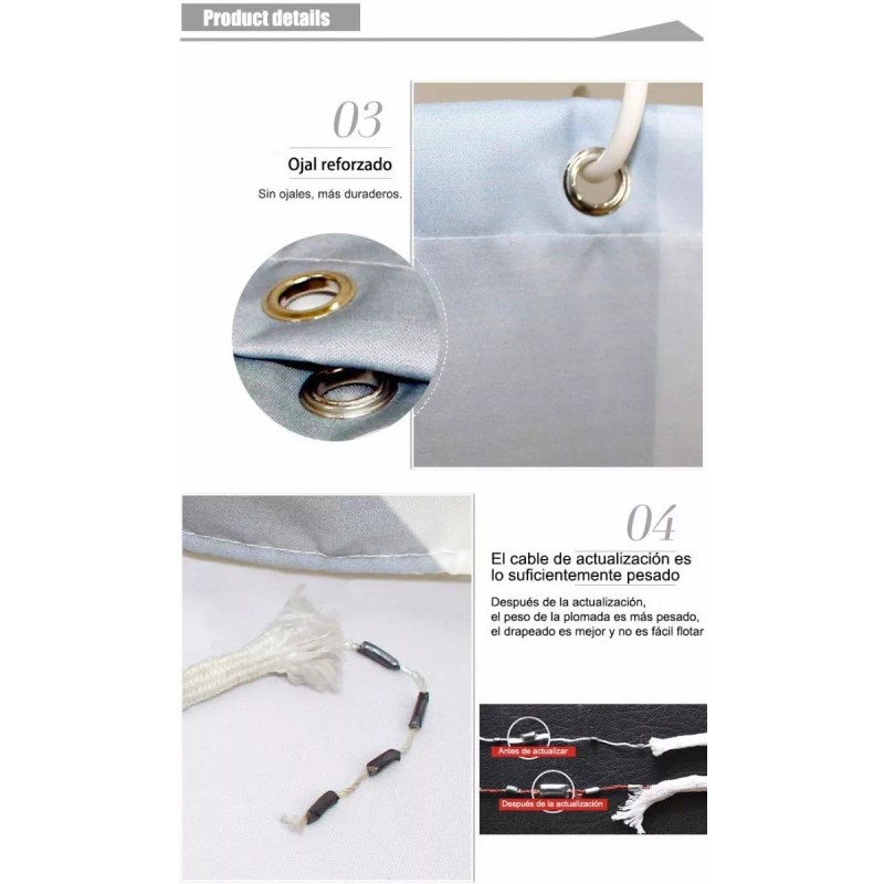 THE9SHOP Cortina De Baño Lavable 180x180cm, Impermeable, Con Ganchos
