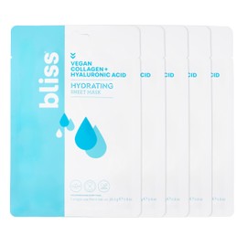 Bliss Bliss Skincare Sheet Masks - Vitamin C, Sensitive Skin, Detoxifying, Hyaluronic Acid, Collagen - Biodegradable - 5pk (Hyaluronic Acid & Collagen Masks)