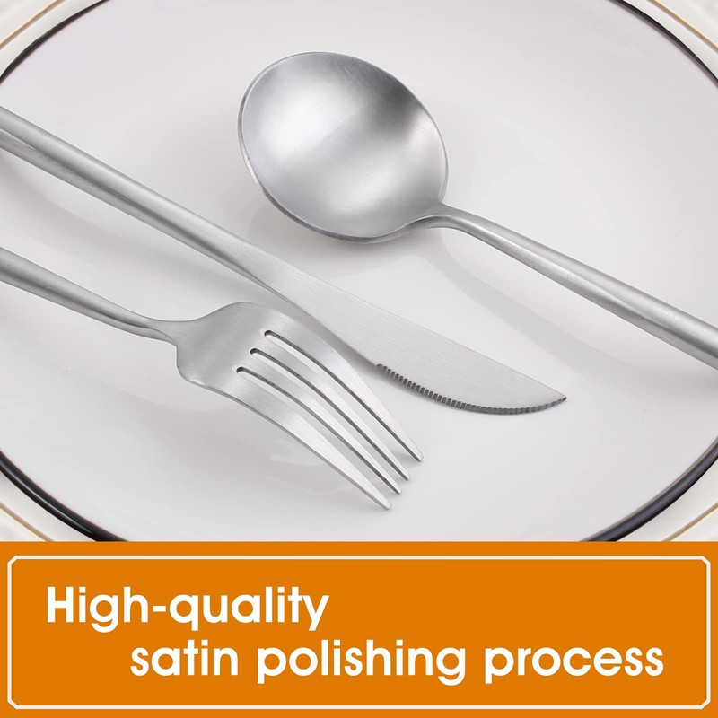 VANVRO Matte Satin Finish Silverware Set, 40-Piece Tableware Cutlery Set,