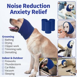 Nanaki Nanaki Dog Calming Hoodie Quiet Head Cover Sleeves - Ear Covers Hood for Noise Bath, The Grooming and Force Drying Head Protection for Anxiety Relief and Calming Dog Neck and Ear Warmer, Fireworks