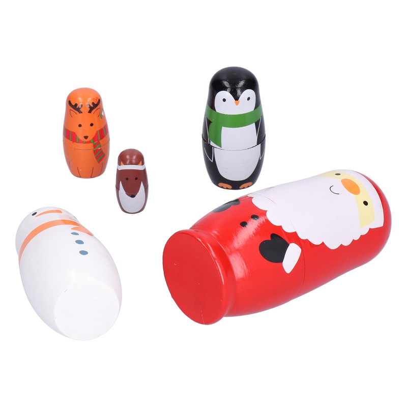 6Pcs Russian Nesting Dolls Gift Wooden Painted Art Crafts Cartoon