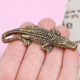 Opexicos 2Pcs Pure Brass Solid Car Keychain Crocodile Furniture Decoration Ornaments Antique Carved Retro Ornaments