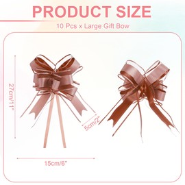 PATIKIL Large Gift Bow 28x8 Inch, 10 Pack Pull Bows for Gift Wrapping Present Wedding Valentine's Day Christmas Basket Decoration, Brown