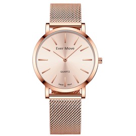 Reloj para Mujer, Dama, Pulseras Cuarzo con Correa de Malla Oro Rosa, Resistente al Agua Reloj, Extensible de Metal Ajustable