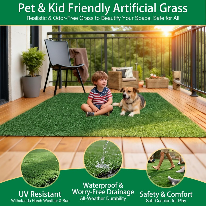 Artificial Grass Outdoor Rug - 4FTX6FT Turf Mat Fake Grass