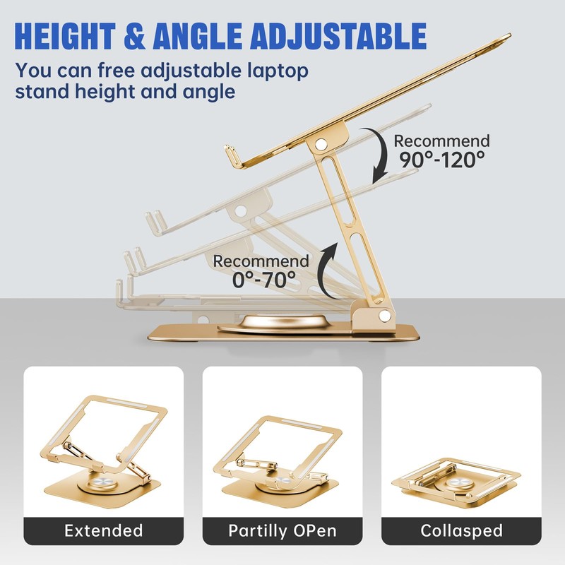 JOYEKY Laptop Stand for Desk, Adjustable Computer Stand with 360°