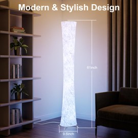 WORLD WIN LED Floor Lamp for Living Room, 61'' Modern Floor Lamp with 3 Color Temperature Light, APP & Remote Control, Timer Setting, Dimmable Standing Corner Lamps for Bedroom, Office