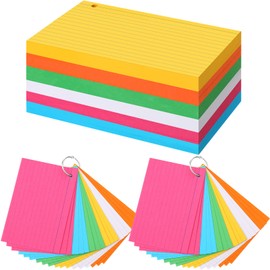 300 Pcs Colored Ruled Index Cards with 6 Rings 180 GSM Thick Neon Color Study Flash Cards Single Hole Punched Lined Flashcards Studying Notecards One Side for School Supplies(4 x 6 in,Fresh Color)