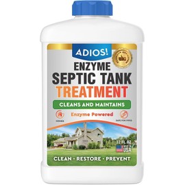 Adios! Enzyme Septic Tank Treatment, Natural Drain Safe Cleaner for Septics, Pipes and Drain Fields - Quart (32 oz)