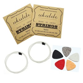 JZK 2 Sets of White Nylon Ukulele Strings Set with Ukulele Felt Picks, A - 1, E - 2, C - 3, G - 4, 4 strings per set, ukulele accessories for for Concert/Soprano/Tenor ukulele