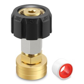 M22 15mm Female x 3/4" GHT Female Brass Garden Hose Adapter Fit for Pressure Washer Gun, 5000PSI