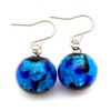 Women's Firefly Glass Earrings, Blue, Blue, Luminous, Titanium, Dragonfly, Okinawa,