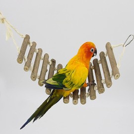 Zerodis Holzleiter für Vögel, Hängematte, Vögel, Spielzeug, Kauspielzeug, Papageien, Spielzeug, Haustiere, Spielzeug, Papageien, Kletterbrücke