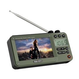 Digital AM FM Video Movie Radio with Bluetooth Speaker, Rechargeable Video Movie Player Radio Support USB/Micro SD Card, Loud Speaker, 3.5 mm Headphone Jack, (NO TV)