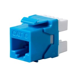 Monoprice Cat6 RJ-45 180-Degree Punch Down Keystone - Dual IDC, for 22-24AWG Solid Wire, Blue