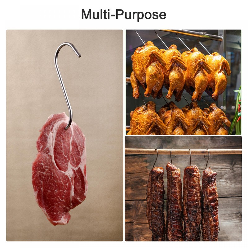 uxcell 3.94" Meat Hooks, 0.12" Thick Stainless Steel Butcher S-Hook