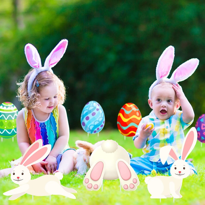 8 Pieces Easter Decorations Egg Bunny Easter Outdoor Decor Rabbits