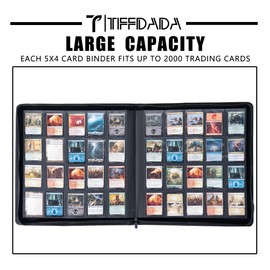 Premium Trading Card Binder,20 Pocket, Holds Up to 2000 Cards with Ringless 50 Double-Sided Sleeves, Label Design with a Pen, Side Loading Card Collection Album Folder with Zipper for TCG,Sports Cards