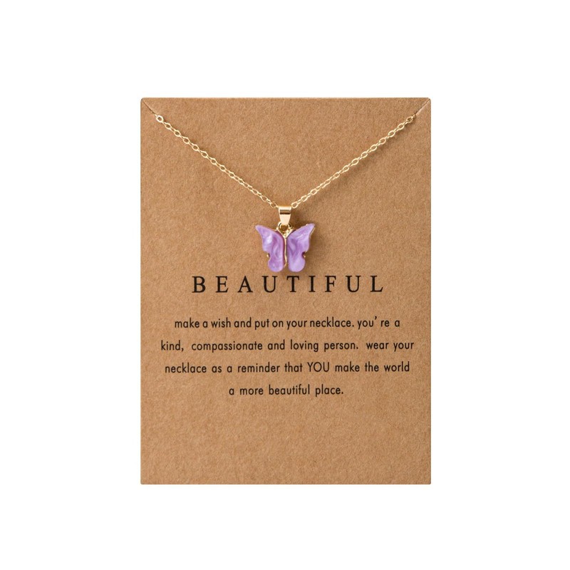 Colorful Butterfly Necklace Sets for Women Butterfly Pendant Bulk Necklaces