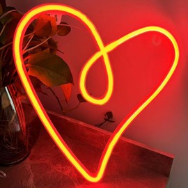 Heart Neon Sign, Love Heart Neon Sign, Love Sign,Bedroom Heart LED Light Neon Sign Valentines Gift Idea Girl's Room Happy Valentine's Day Neon Sign Custom Neon Sign