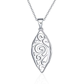 praymos Minimalist Leaf Necklace for Women Girls 925 Sterling Silver Simple Pendant Jewellery for Birthday Anniversary,with Exquisite Gifts Box