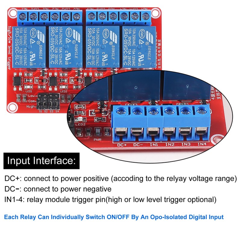 AOICRIE 4pcs 4 Channel DC 5V Relay Module with Optocoupler
