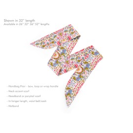 Liberty London Purse, Head, or Neck Scarf - Lodden Pink William Morris Skinny Scarf - Headband, Handbag, Purse Handle - Silky Tana Lawn Cotton - Choose Length