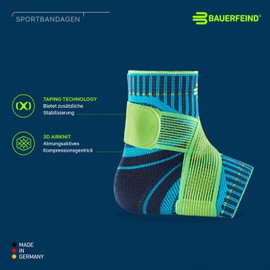 Bauerfeind, 1 Unisex Sports Ankle Bandage, for Ball Sports, Athletics, Stabilisation, Taping Belt 11419401950613 Can be worn on the right l