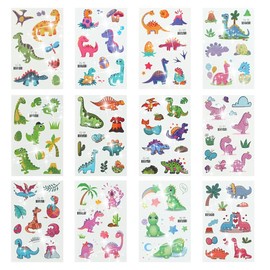 120 Glitter Dino Tattoos Dinosaur Temporary Tattoo Stickers for Boys and Girls Dinosaur Birthday Gifts for Party Favors Decorations (12 Sheets)