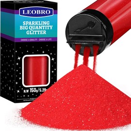 LEOBRO - Brillante rojo, 150 g/5.29 oz, purpurina fina, purpurina para manualidades, manualidades de resina, cuerpo, decoraciones de San Valentín, purpurina roja rosa