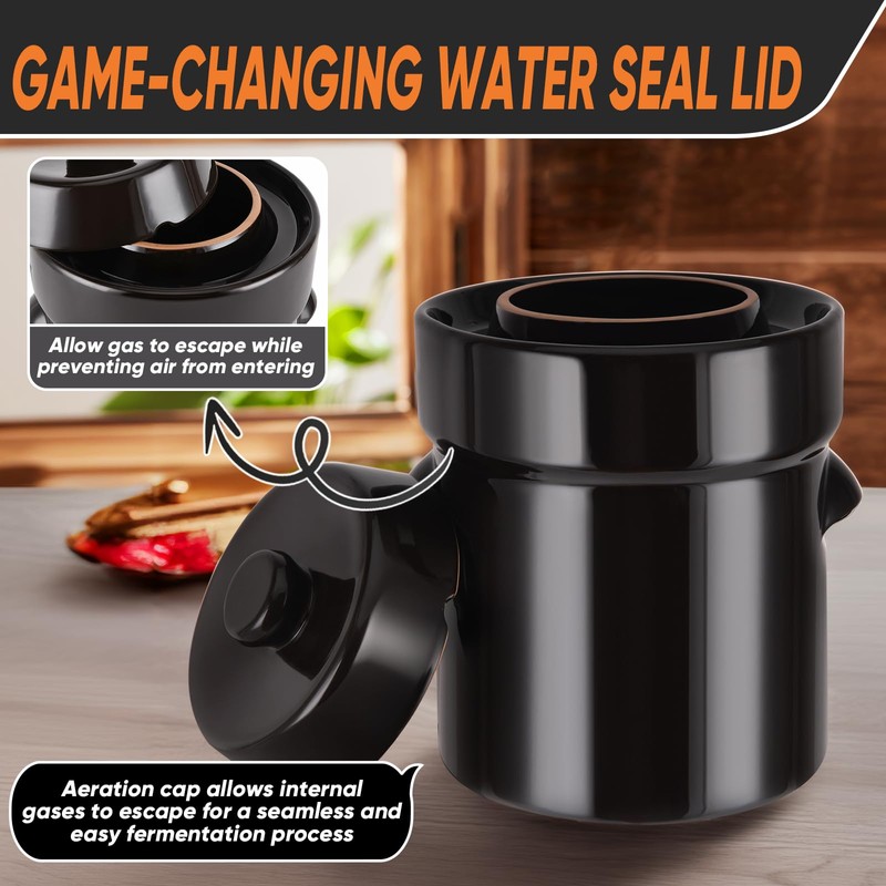 Fermentation Crock 5 Liter / 1.3 Gallon, Sauerkraut Crock with