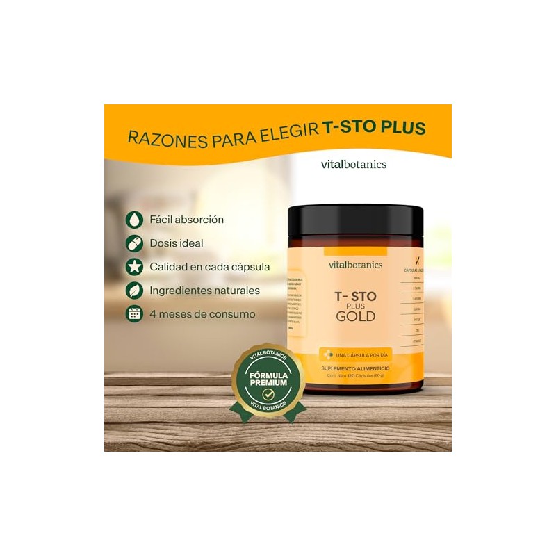 T-STO PLUS GOLD con Vitamina D, Potasio, Zinc, L-Arginina VITAL