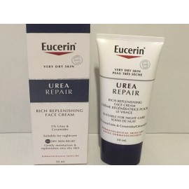 Eucerin Rich Replenishing 5% Urea FACE Night CREAM 50ml Dry Skin Exp 10/2025 NIB